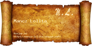 Mancz Lolita névjegykártya
